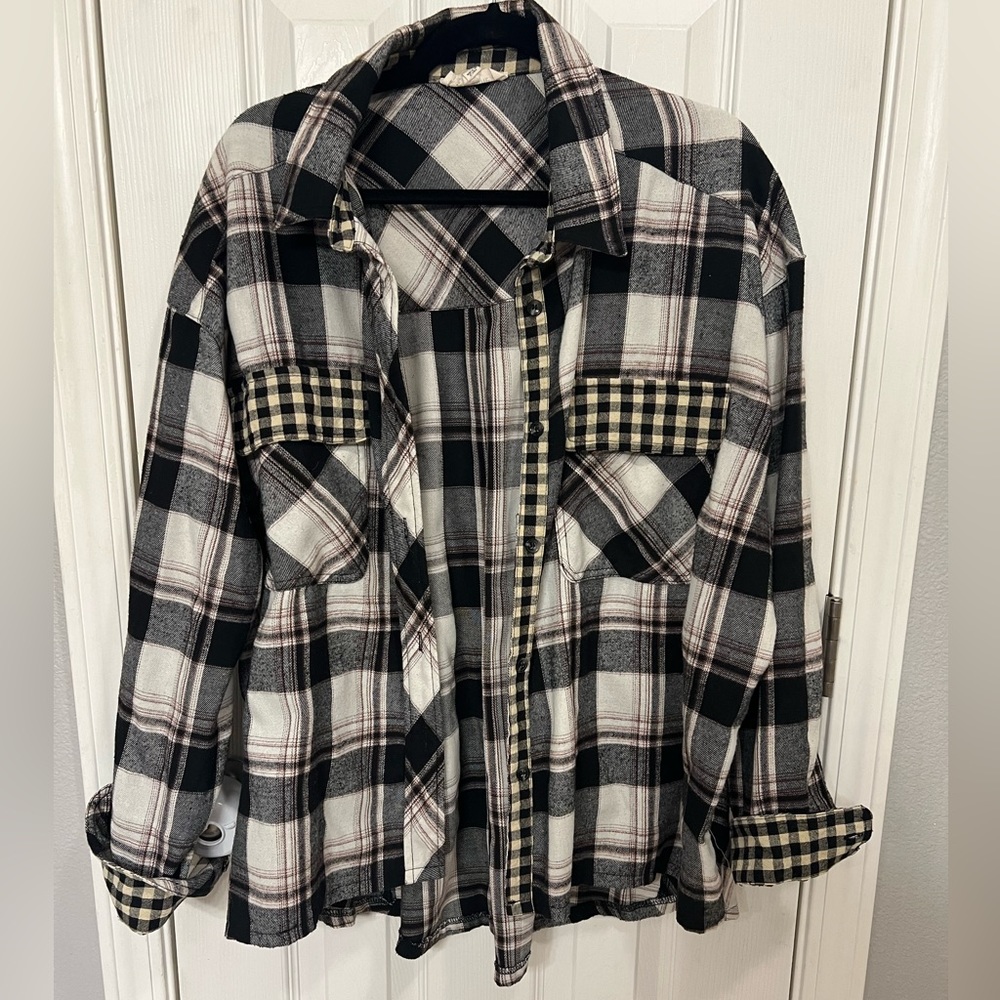 Typically blush plaid button down shirt